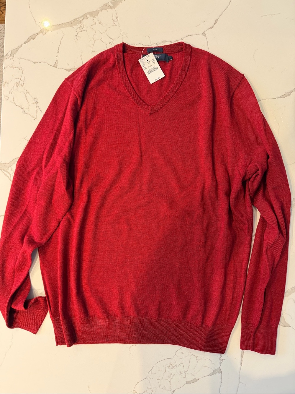 J.Crew Men’s 100% Merino Wool V-Neck Sweater Red Large Slim Fit NWT